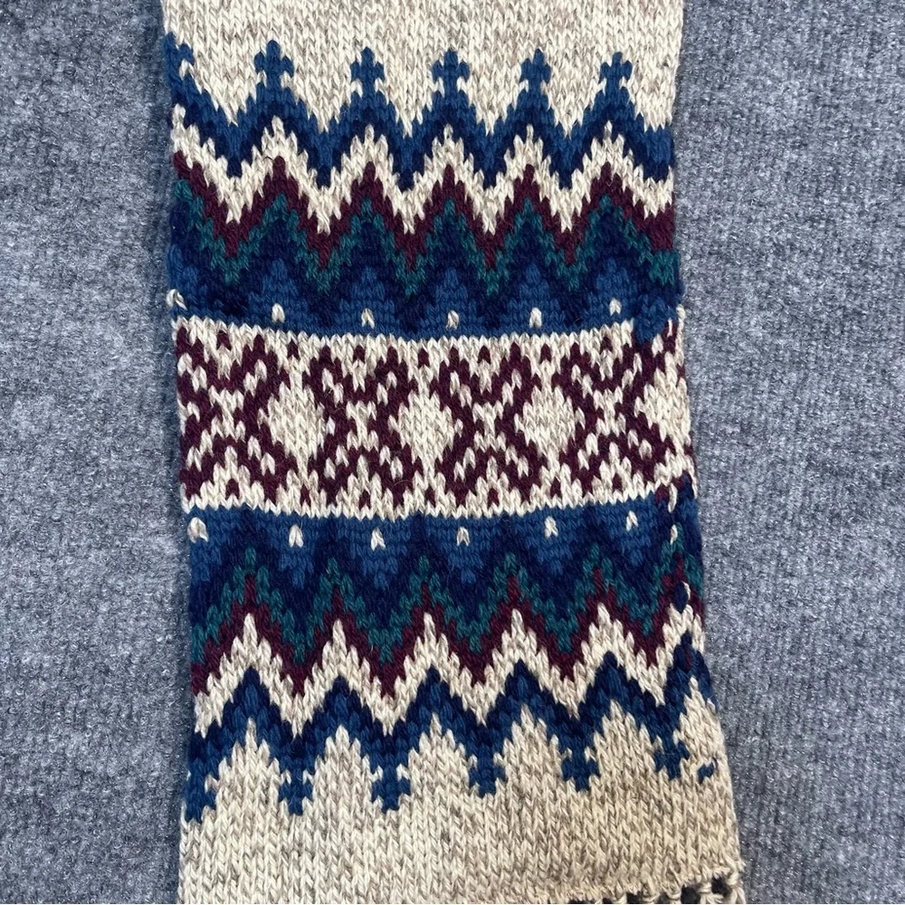 Vintage Fair Isle Wool Blend Multicolor Aztec‎ Navajo Native American Knit Scarf